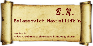 Balassovich Maximilián névjegykártya